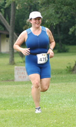 Despite a few obstacles, Cheryl finishes the run with a smile on her face!