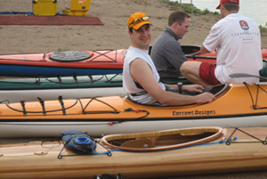 Pete tries out his kayak before the race.