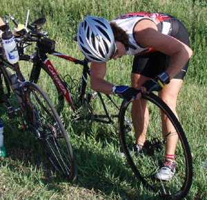 Selina deals with a flat tire.